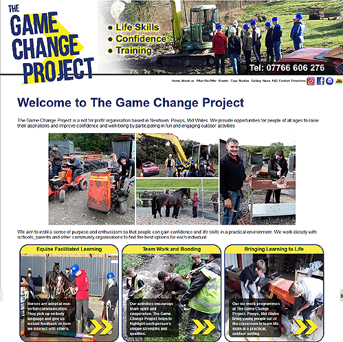 The Game Change Project - Brochure Website developed for The Game Change Project in Adfa, Newtown, Powys.