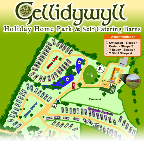 Gellidywyll Map - Map designed during lockdown for the Gellidywyll Caravan Park, near Llandinam, Powys, Mid Wales.